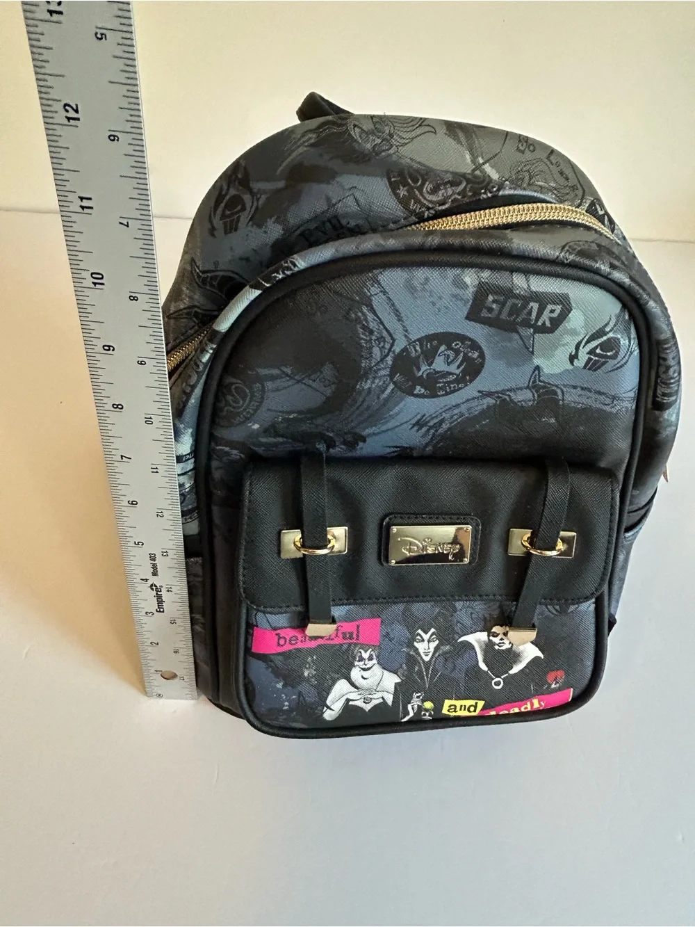 NWT Disney Villains Gray and Black Mini Backpack